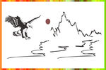 硅藻泥图矢量流水山峰