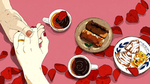 美味爱情玫瑰花与咖啡插画