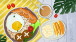 早安你好小清新美食插画