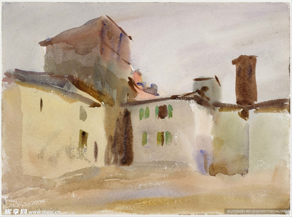 建筑油画