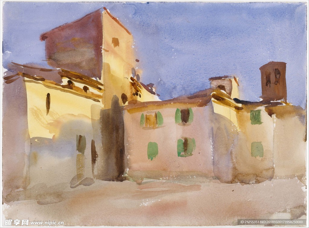 建筑油画