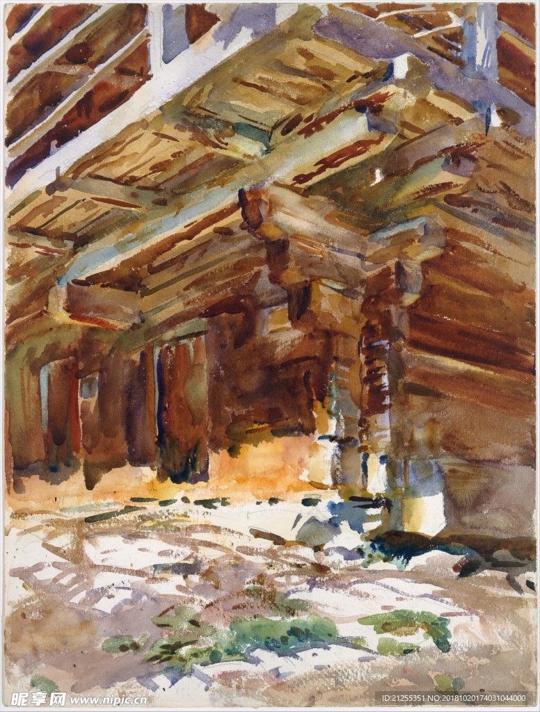 建筑油画