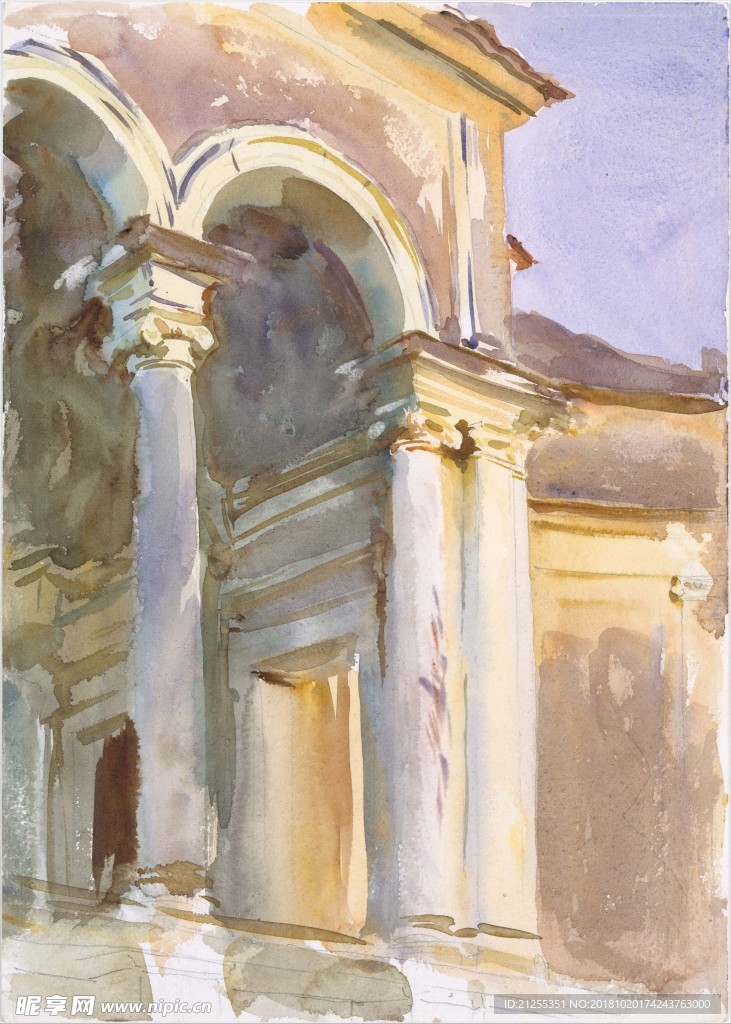 建筑油画