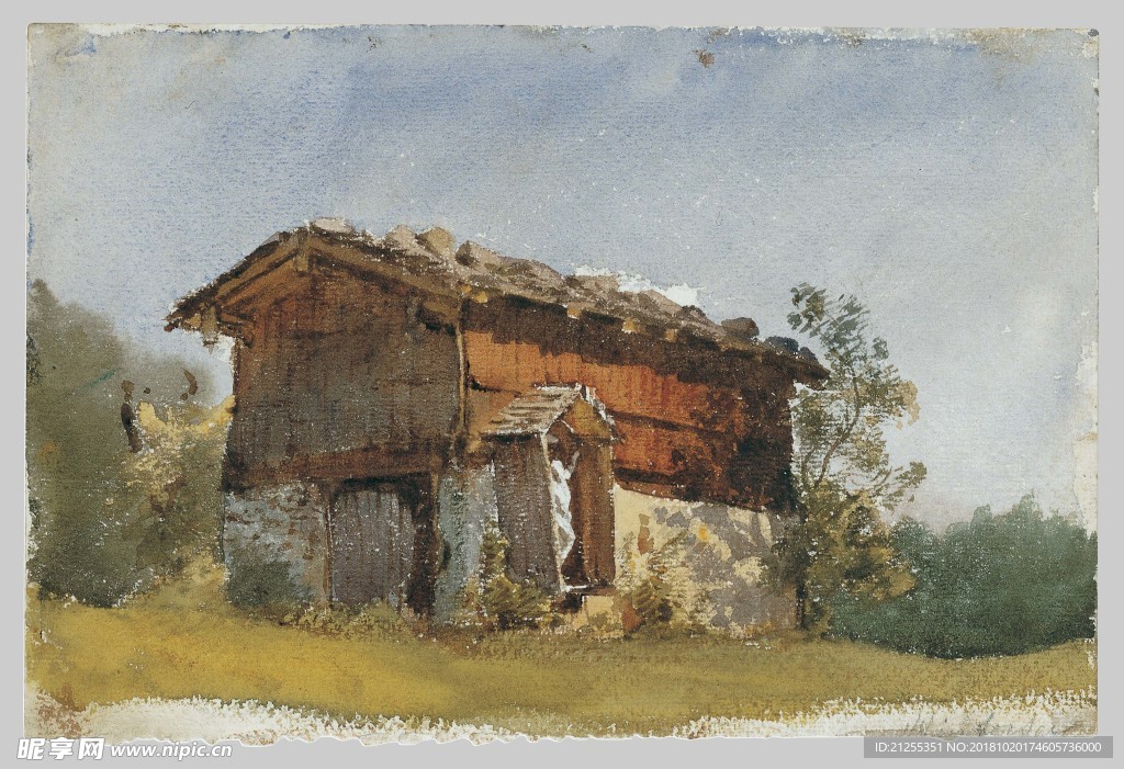 建筑油画