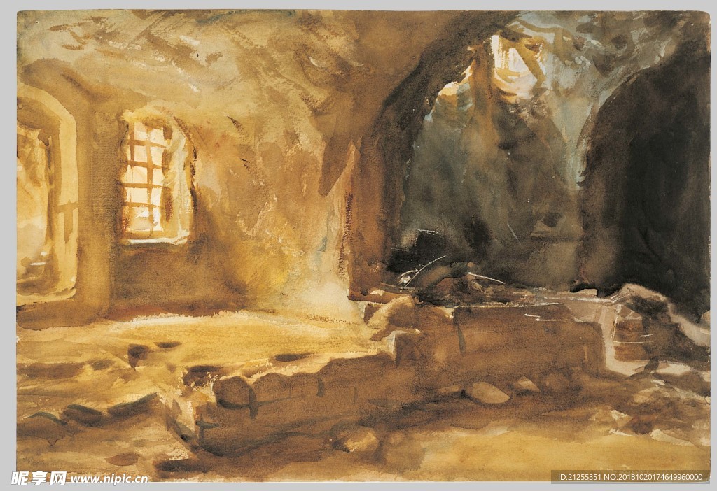 建筑油画