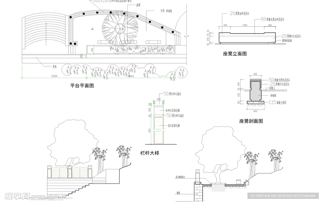 CAD公园绿化 桥路 道路绿化