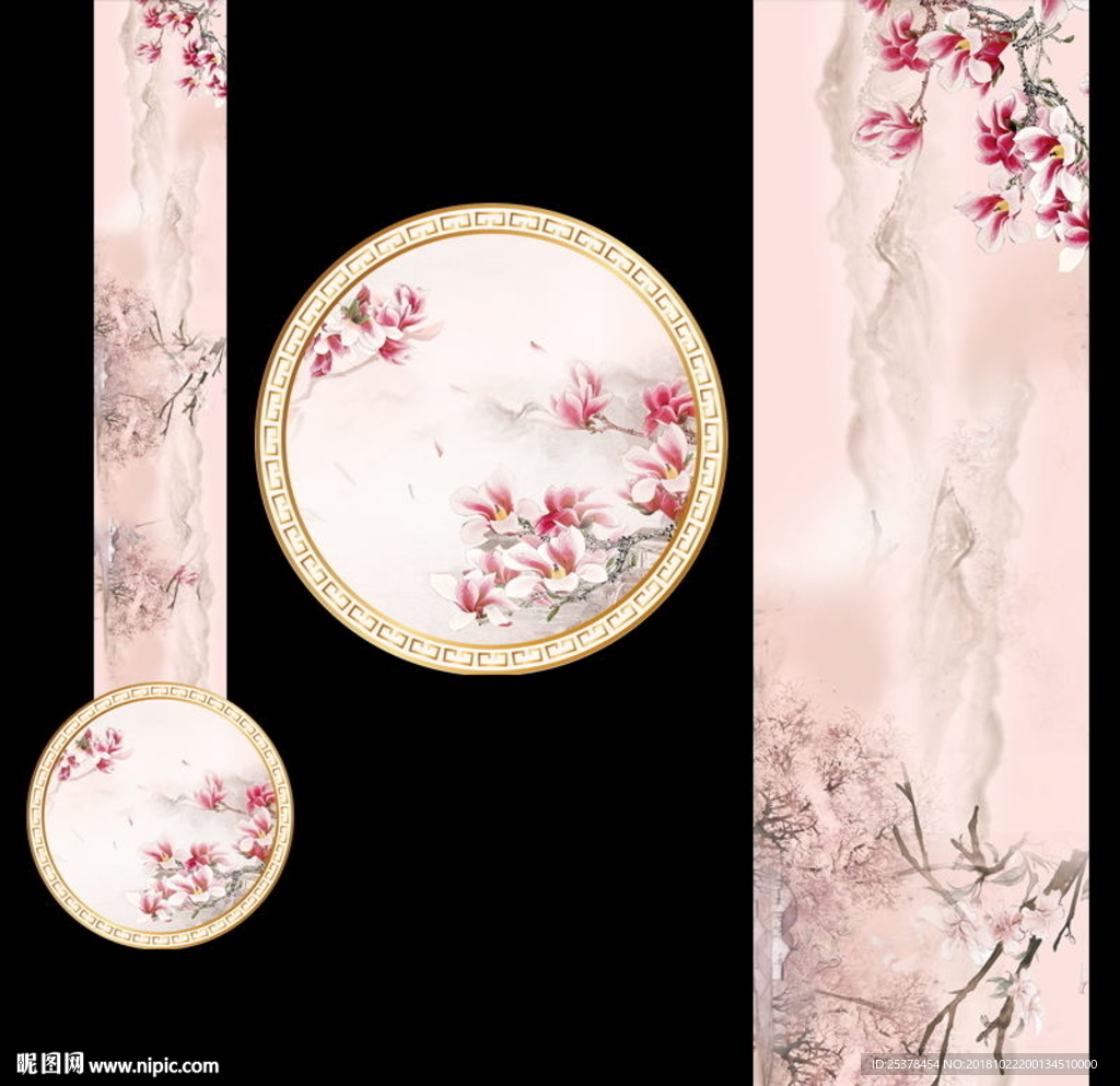 粉色新中式中国风T台设计