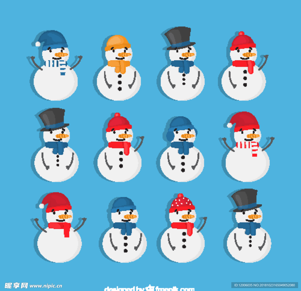 12款白色微笑雪人设计