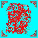虎与兔子剪纸