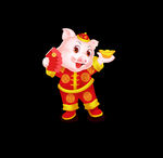 手绘卡通金猪装饰素材