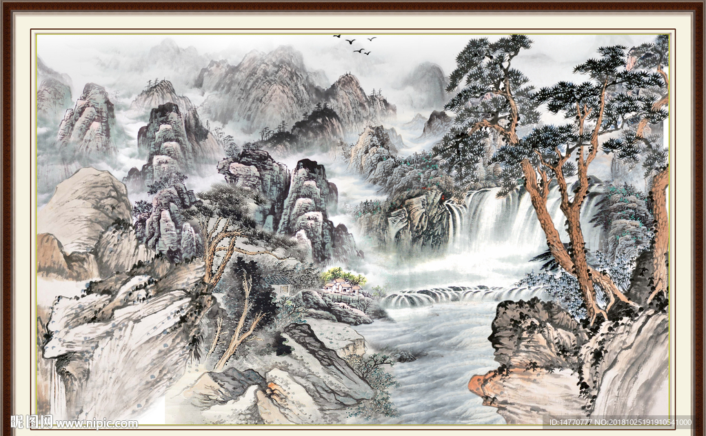 流水生财国画