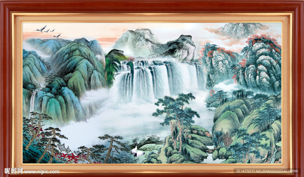 流水生财国画