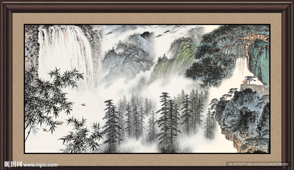 流水生财国画