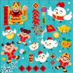 中国卡通新年元素