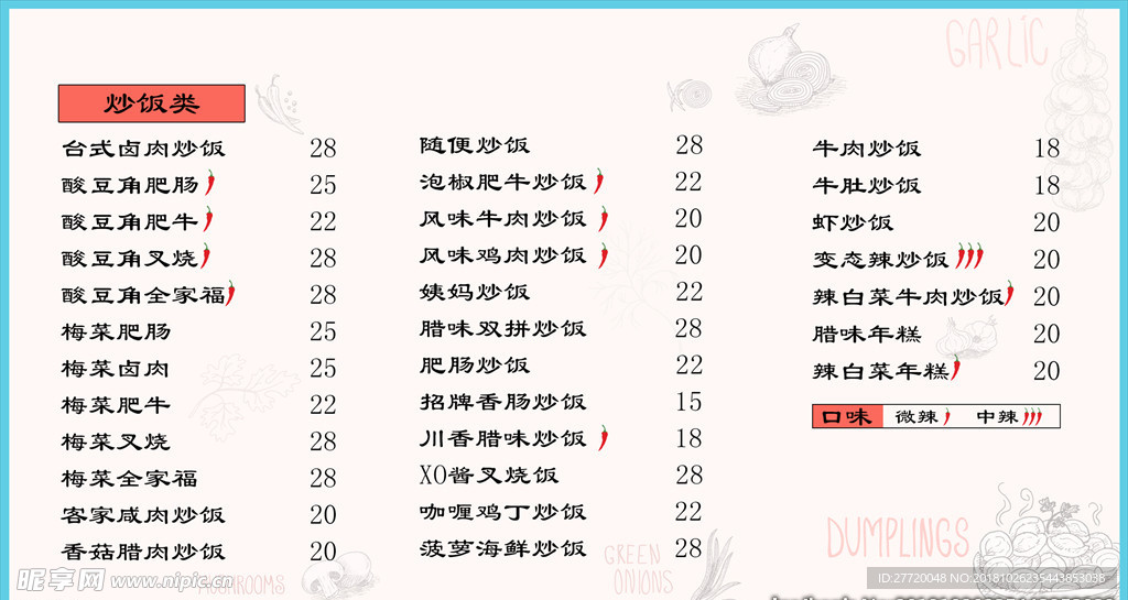 餐饮小清新简约菜单