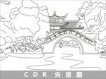 苏州园林建筑园林线描图