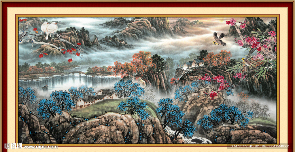 山水画 巨幅山水画 山水风景