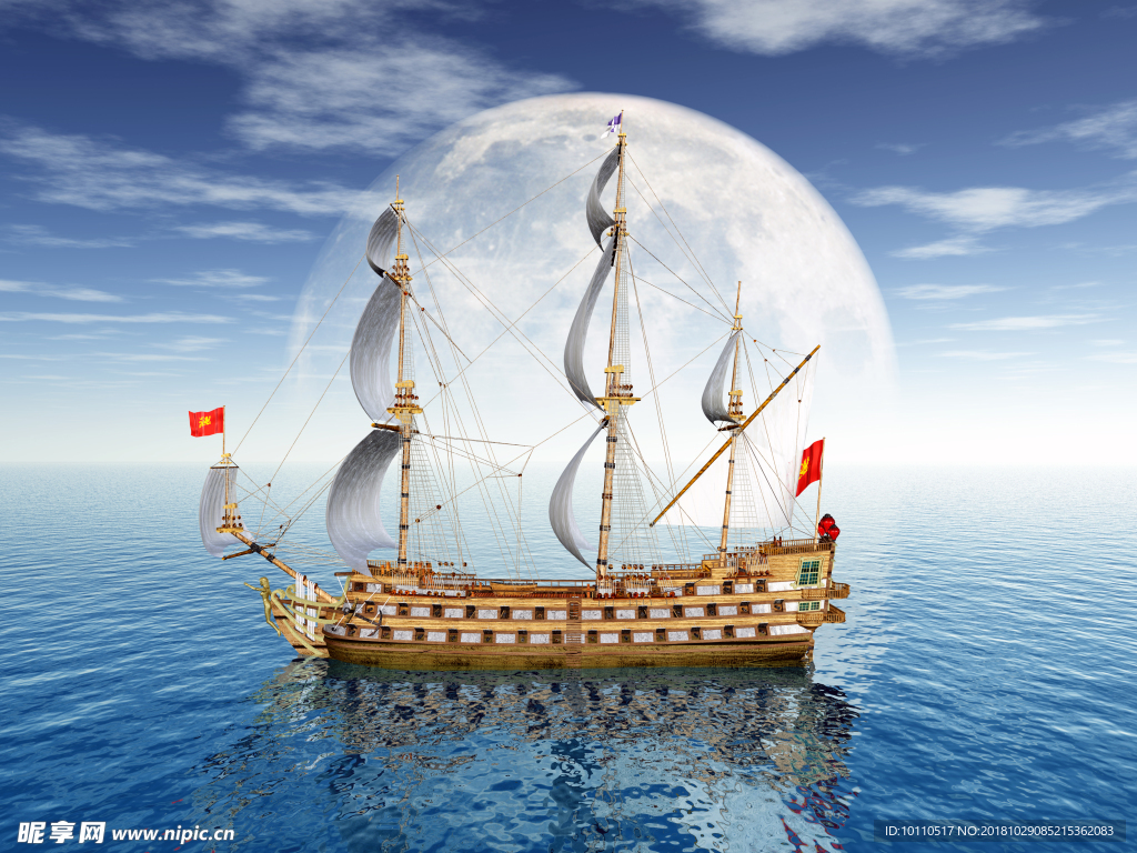 船   海  月亮