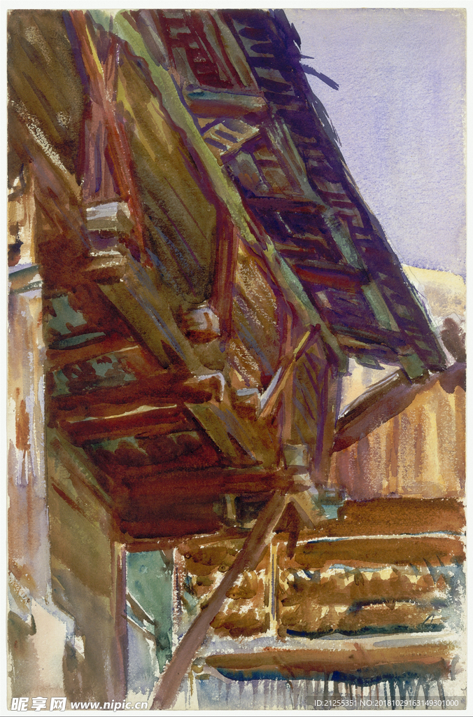 建筑油画