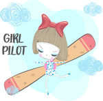 韩国手绘小清新小女孩插画