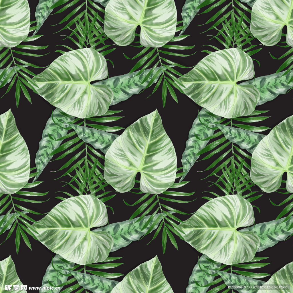 热带植物服装纺织数码印花图案