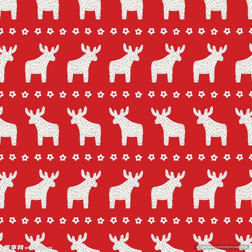 北欧复古圣诞麋鹿圣诞树印花图案