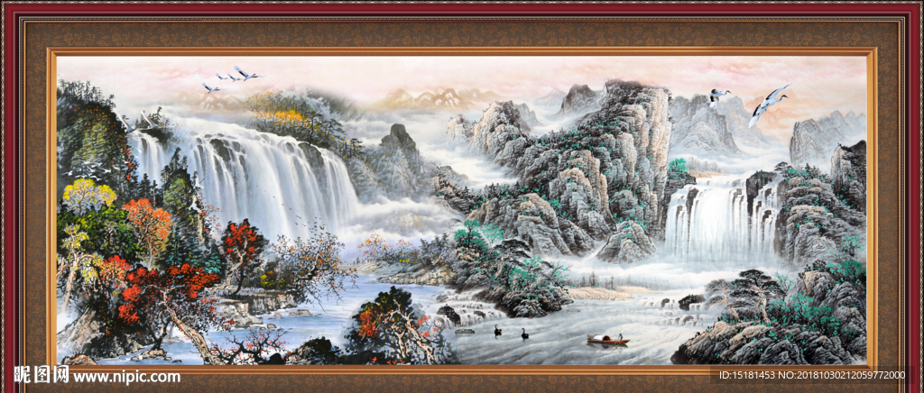 流水生财 山水风景画 源远流长