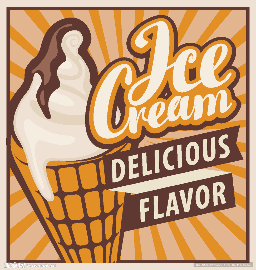 复古冰淇淋甜筒菜单海报