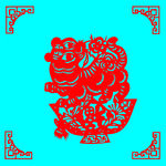 虎卧碗剪纸