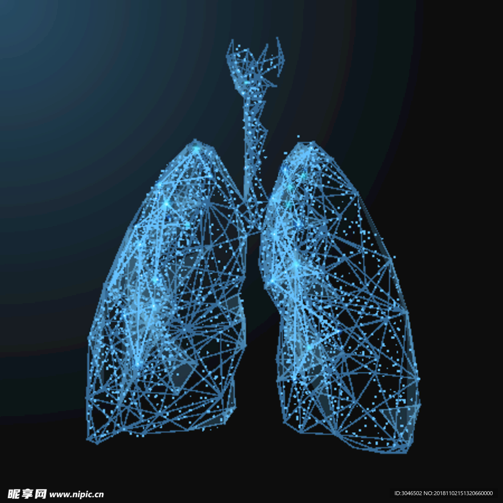 科技线条肺部轮廓矢量素材
