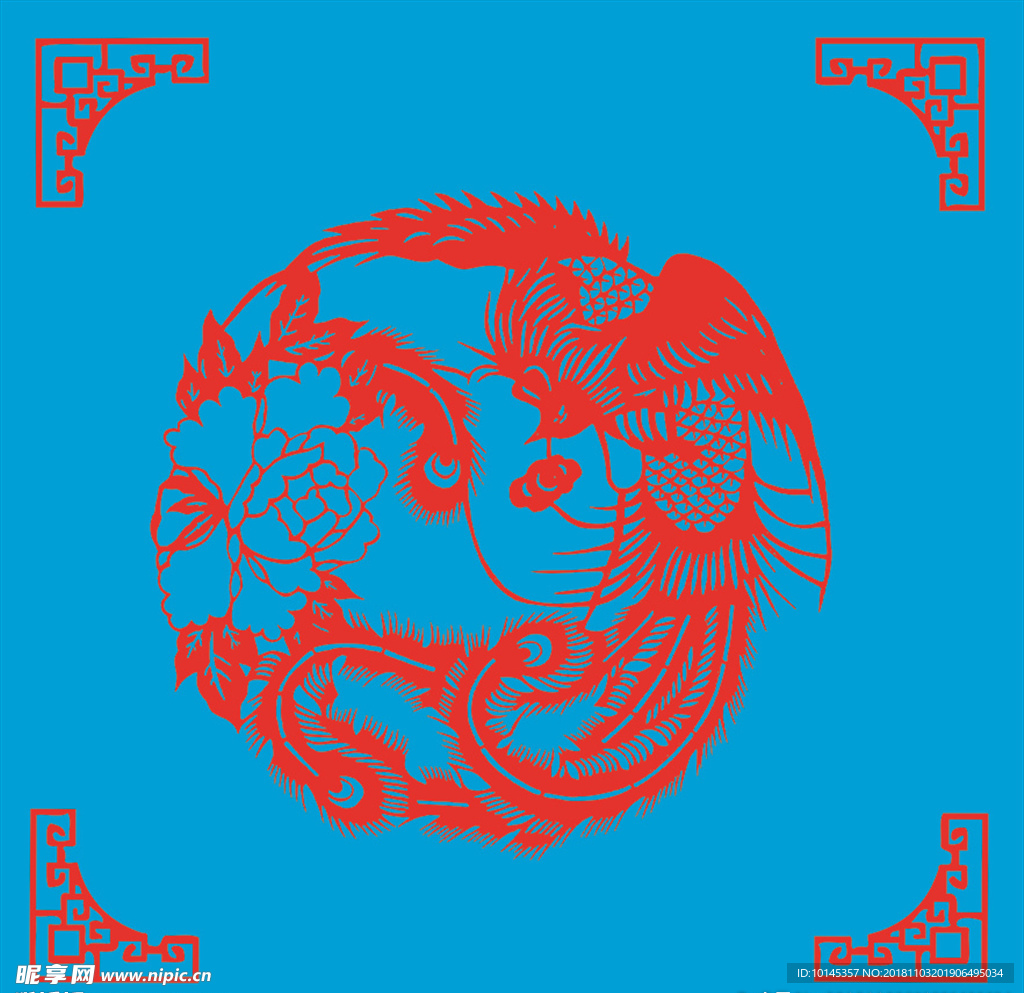 凤穿牡丹剪纸