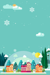 扁平化冬天雪景