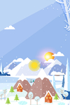 小清晰冬天雪景插画