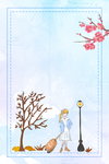 冬季唯美雪景插画
