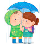 雨中男孩水彩手绘插图10