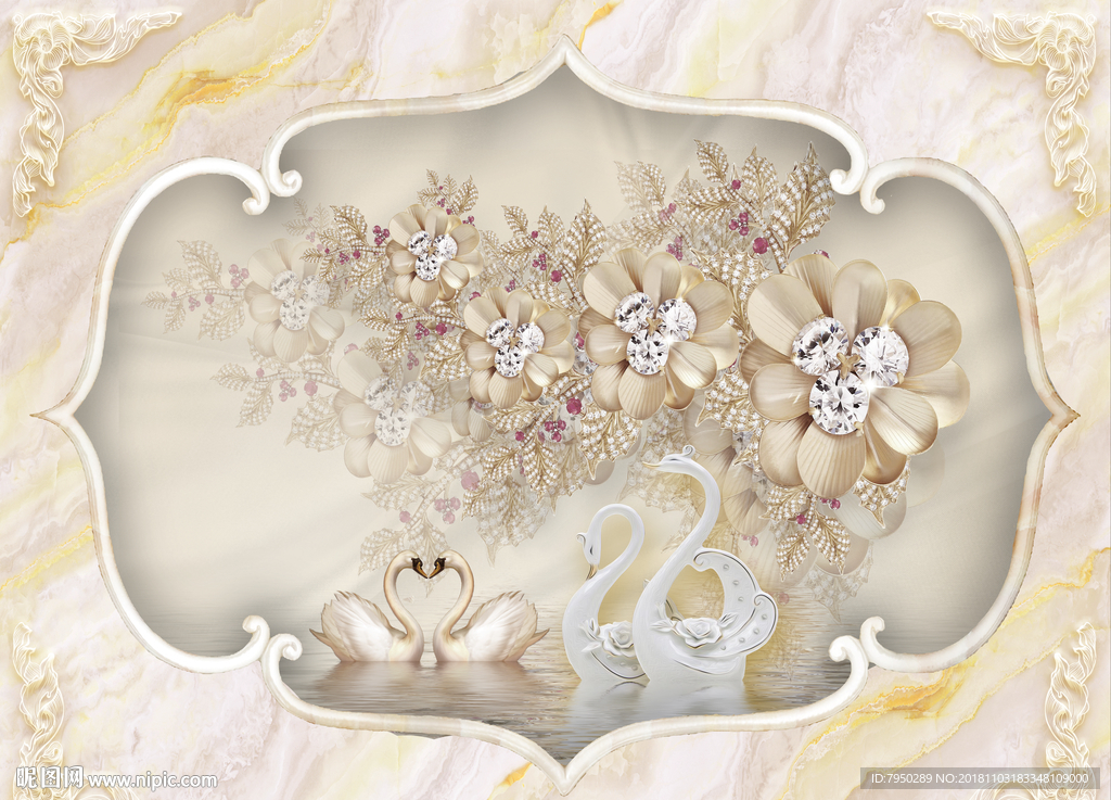 新中式大理石浮雕立体背景墙设计