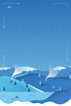 极简剪纸效果雪景海报背景