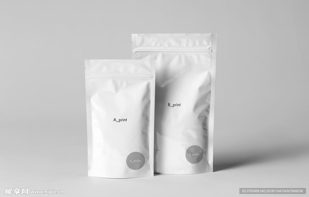 膨化食品自封包装袋智能贴图样机