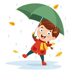 雨中女孩孩水彩手绘插图