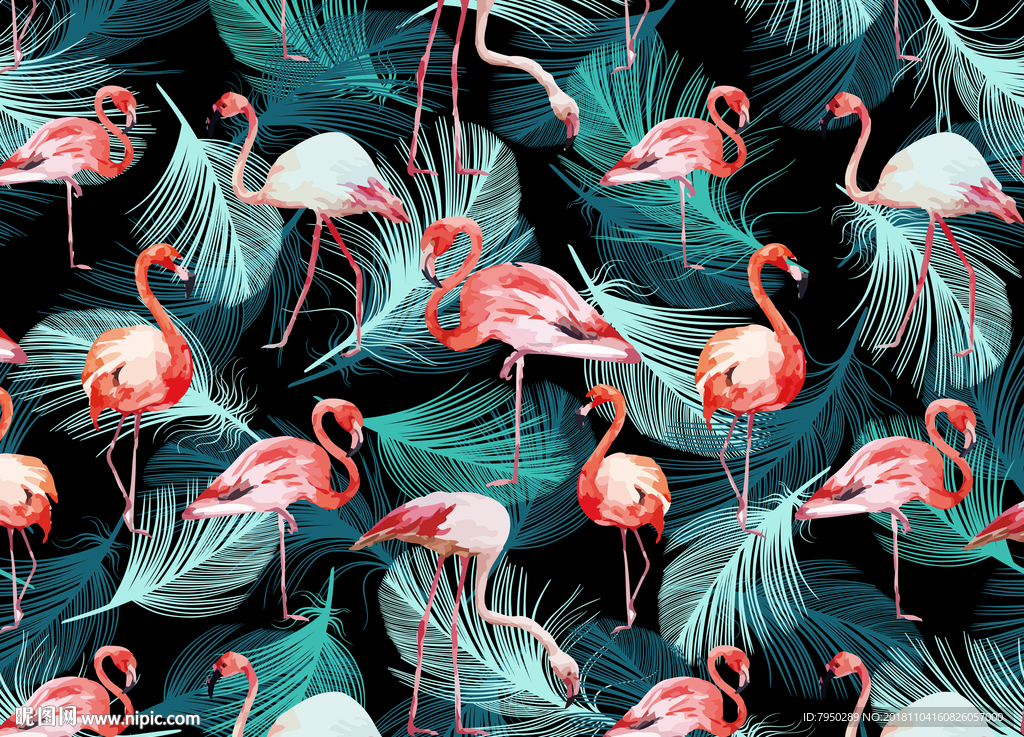 北欧火烈鸟背景墙设计北欧