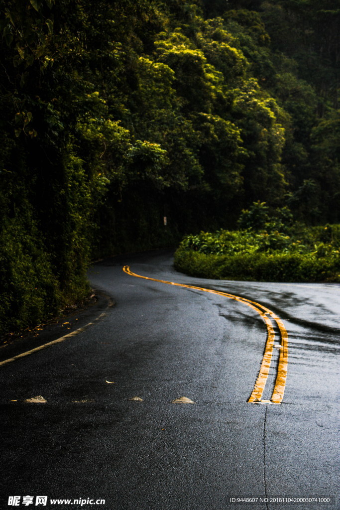 雨后柏油马路图片