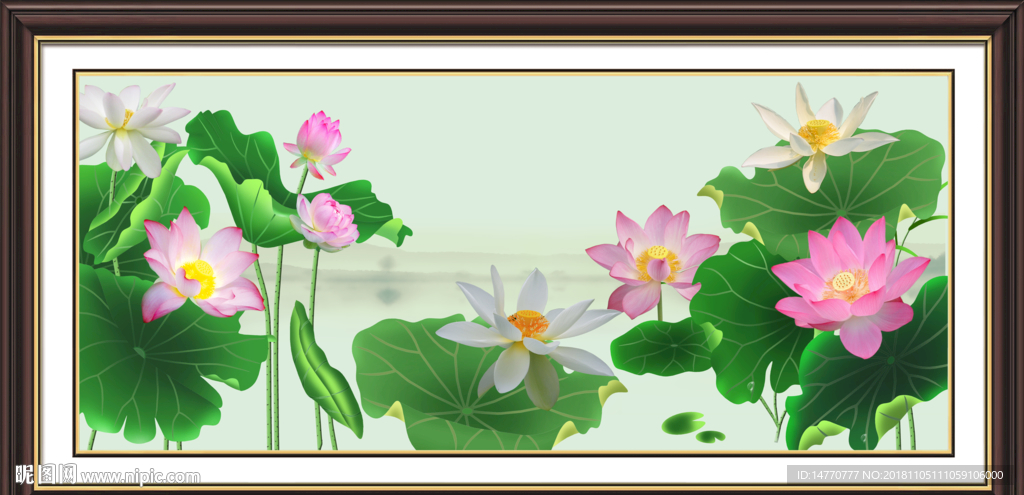 荷花壁画