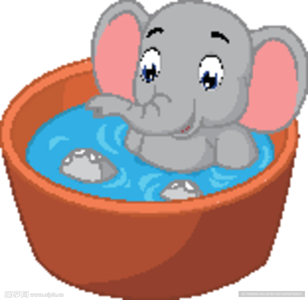 卡通洗澡大象