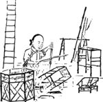 竹编匠线描图