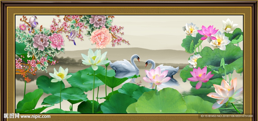 工笔画荷花