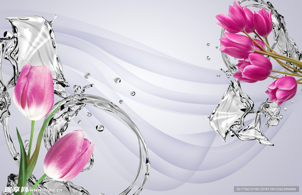 郁金香水花图