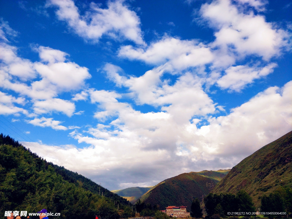 蓝天白云 川西风光 自然风景