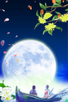 中秋节船上赏月