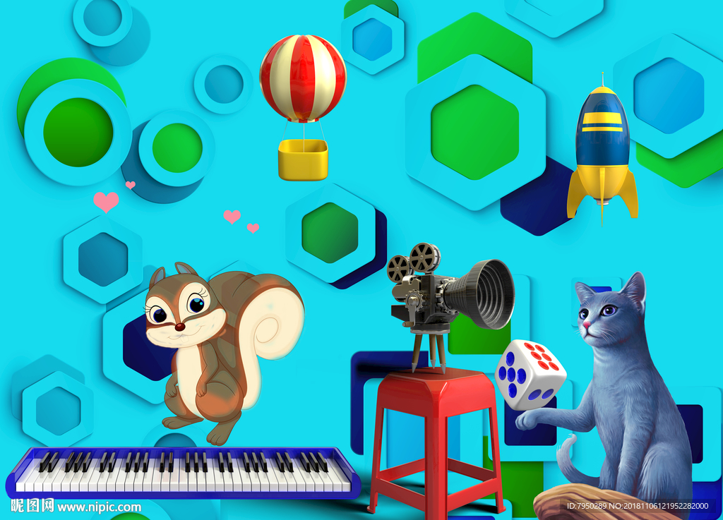 卡通儿童房背景墙