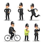 英国警察卡通警官矢量人物